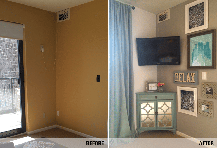 Before and After How to Transform an Extra Room into a Media Den